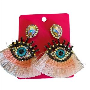Pink/blackTassel women beautiful earrings